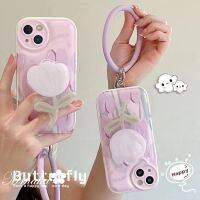 Mrhaha เคสโทรศัพท์ + ขายึดสำหรับ Samsung Galaxy A04 A04E A10 A12 A03 A50 S20 S21FE A23 A52 A21s A51 A30 A02 S22 A72 A71บวก A22พิเศษ S23 A20ที่สวยงามเคสดอกทิวลิปสีม่วงสวยงาม A03s กาวที่วางป้องกันซิลิโคนแอร์คุชชั่นน่ารัก