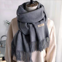 2021 Luxury Solid Color Women Scarf Fashion Winter Hijabs Long Lady Shawls Warm Cashmere Pashmina Scarves Novelty Design