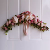 Rose Peony Artificial Flowers Garland European Lin Wall Decorative Flower Door Wreath For Wedding Home Christmas Decoration