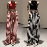 Striped Wide Leg Pants For Women In Spring, Summer, And Autumn 2023. Thin And Loose Fitting Straight Leg Pants For Casual Pants