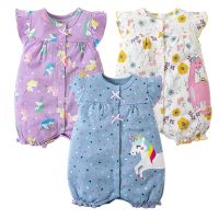 Unicorn Baby Romper Short-Sleeve Bodysuits Super Soft Cotton