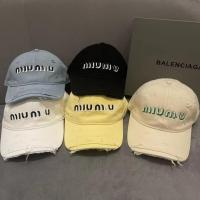 2022 miumiuˉBaseball cap womens summer new baseball cap mens sunscreen hole soft top black hat sunscreen