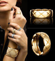 2022ใหม่ Best Seller COCO CRUSH แหวน Quilted Motif รุ่นใหญ่18K BEIGE GOLD 18K สีเหลืองทอง