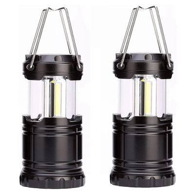 2 Pack Portable Camping Lamp COB Camping Lamp Stretched Camping Light with Foldable Hook, Waterproof Lamp, Battery Powered Lamp, Portable Camping Lamp
