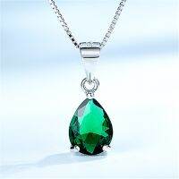 YEZOXA Nano Simulated Emerald Created Sapphire  Created Ruby 925 Sterling Silver Solitaire Pendant For Women Without Chain