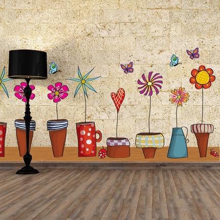 pot-plant-flower-butterfly-nature-lovely-window-wall-decal-pvc-wall-sticker-home-decor-decoration-diy-home-living-room