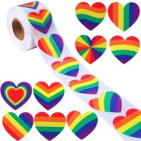 500Pcs Various Striped Love Gay Pride Rainbow Heart Ribbon Valentines Day Stickers Spreading Love Gift Packaging Sealing labels Stickers Labels