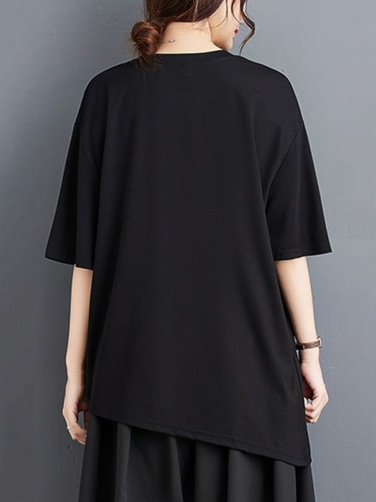 xitao-t-shirt-irregular-casual-women-t-shirt-top