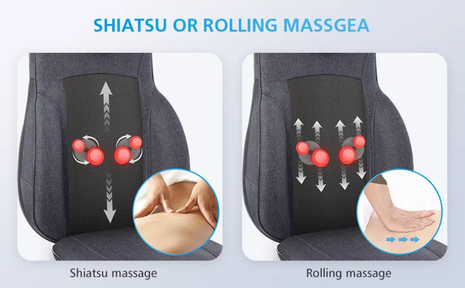 Comfier Shiatsu Neck Back Massage Seat Cushion with Heat,Adjustable Kneading Rolling Massage Chair - 2113