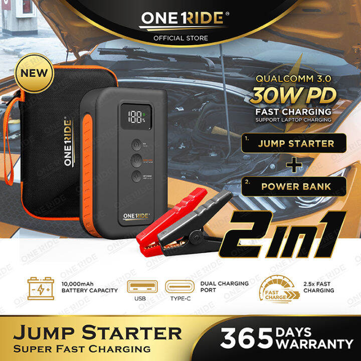 [𝐍𝐄𝐖 𝐋𝐀𝐔𝐍𝐂𝐇 𝟐𝟎𝟐𝟐 𝐕𝟐] ONERIDE Car Jump Starter + 30W PD Power Bank