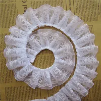 4cm Width 2-Layer Pleated Organza Lace Trim Ribbon Ruffle Chiffon Fabric Embroidered Collar Sewing Clothing Splicing Material