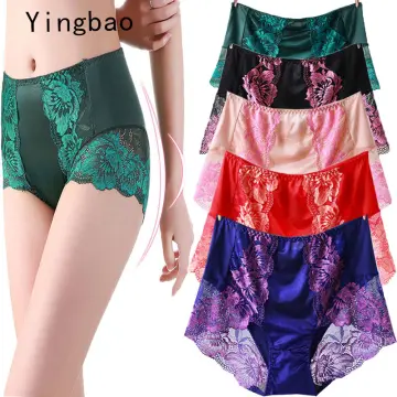 Yingbao 3XL 4XL 5XL 60-150kg Panties Women Plus Size Cotton Soft Lady  Underwear Mid Waist Black Red Pink Beige Purple Big Size