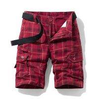 New Cotton Summer Mens Shorts Casual Sports Workwear Five-Point Pants Simple Plaid Slim-Fit Trousers Multi-Pocket Pants