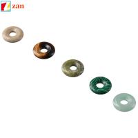 ZAN 10pcs รูปทรงแหวน จี้ลูกปัดหินธรรมชาติ 18mm ครับ หินคริสตัลหิน เครื่องรางหินผสม การทำเครื่องประดับ ลูกปัดหินโดนัททรงกลมแบน จี้กุญแจสร้อยคอ