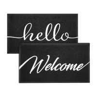 Front Door Mat Welcome Mats 2-Pack,Indoor Outdoor Rug Entryway Mats,for Home High Traffic Area, 30Inch X 17.5Inch Black