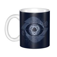 Custom Viking Odins Eye Mugs DIY Raven Vikings Norse God Ceramic Milk Tea Coffee Cup Outdoor Work Camping Cups