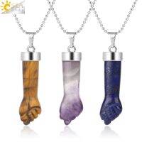 【YF】♧ஐ  CSJA New Design Stone Pendants Necklaces Carved Fist Arm Tiger Reiki Jewelry G291