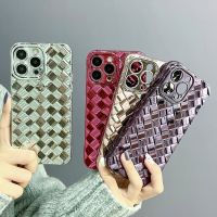 เคสโทรศัพท์มีลายทอย้อนยุคสำหรับ IPhone 14 Pro Max เลนส์กันกระแทกฝาครอบป้องกันสำหรับ IPhone 13 12 Pro Max IP 11เคสซิลิโคนนิ่มชุบ