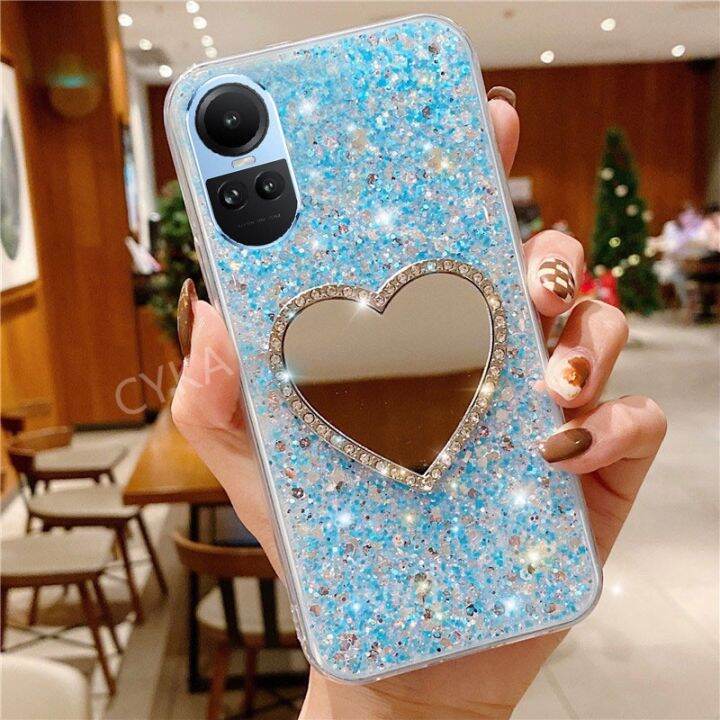 ด้วยเคสโทรศัพท์กระจก-oppo-reno10-pro-10pro-5g-reno-10-5g-เคสนิ่มแฟชั่นแวววาวเงางาม-opporeno10-5g