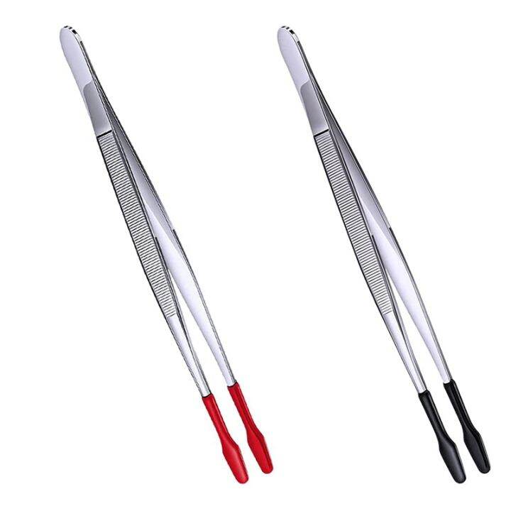 2 Pcs Rubber Tipped Tweezers Soft Tipped Tweezers PVC Coated Soft Flat