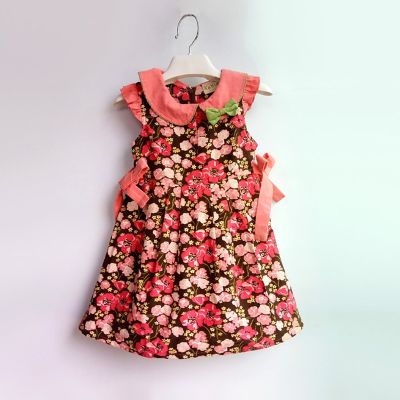 Childrens cotton corduroy floral dress winter girl dress kids spring autumn Christmas dresses for girls