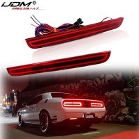 iJDM OEM 3D Optic Style LED Bumper Reflector Lights For 2015-2019 Dodge Challenger Rear Fog Lamps and Brake Tail Lights LED Lamp