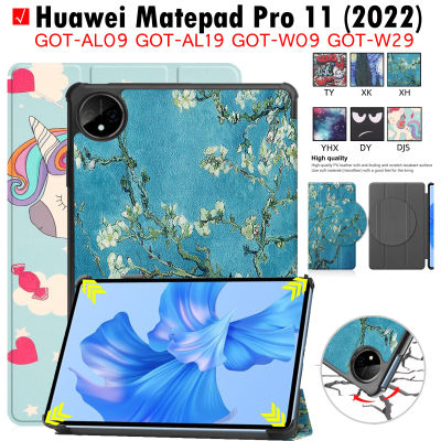 Tri-Fold แท็บเล็ตสำหรับ Huawei Matepad Pro 11 (2022) PU หนังปรับ Stand Auto Sleep Wake สำหรับ Huawei Matepad Pro 11นิ้ว (2022) GOT-AL09 GOT-AL19 GOT-W09 GOT-W29