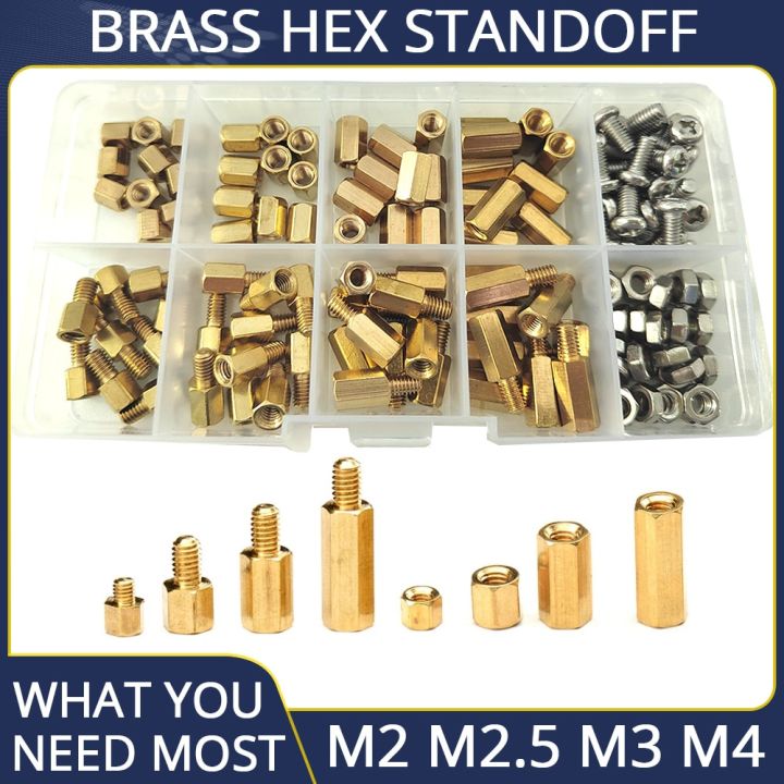 M2 M2.5 M3 M4 Hex Standoff Motherboard PCB Spacer Brass PC Board Stand off Column Stud Copper Pillar Bolt Screws Nut Assortment Nails Screws Fasteners