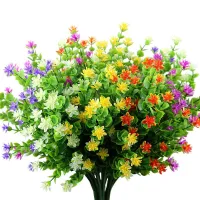 Plastic Artificial Flowers Outdoor UV Resistant Fake Flowers Decoration Greenery Garden Shrubs Plants Home Wedding Party Decor Traps  Drains