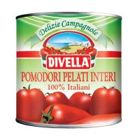 ?Food for you? ดีเวลล่า มะเขือเทศปลอกเปลือกในน้ำมะเขือเทศ 400 กรัม - Peeled Tomatoes Small Tin 400g Divella brand 2500g