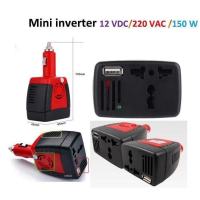 Car Inverter ตัวแปลงไฟรถเป็นไฟบ้าน 12V to 220V Power 150W มีช่อง USB (สีแดง/ดำ)！