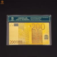 Best Price For The Colored European Gold Banknote New 200 Euros Money in 24k 99.9% Gold For Collection With COA Frame Gift