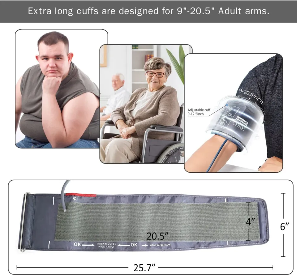 Blood Pressure Cuff for Big Arms, 9-20.5 Inches Extra Large Replacement Cuff  for Blood Pressure Monitor, XL Size, Cuff Only 4 Connectors