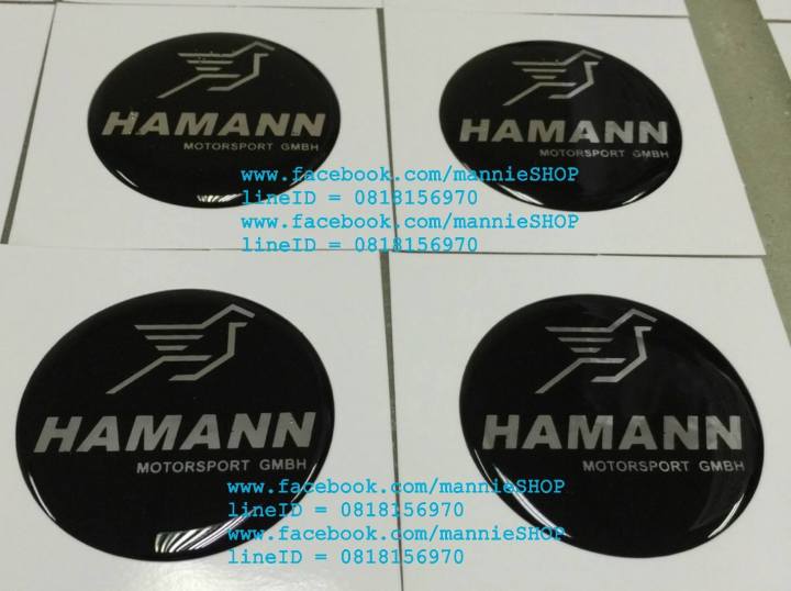 สติ๊กเกอร์-เทเรซิ่นนูนอย่างดี-วงกลม-คำว่า-hamann-motorsport-gmbh-ติดรถ-แต่งรถ-haman-bmw-ติดดุมรถ-ดุมรถ-sticker-สวย-ติดล้อรถ-ติดรถ-กลม