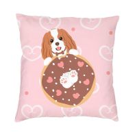 [FAZOZO Home Textile Store] Love Cavalier King Charles Spaniel And Donut Cushion Covers 45X45 Dog Pillow Case For Sofa ปลอกหมอนสี่เหลี่ยม Living Room Decor