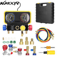 KKmoon Dual Gauges Air Conditioner Refrigerant Refilling Set Pressure Adjustable Refrigeration Maintenance Equipment Kit Brass Connection Air-Conditioner Repairing Device