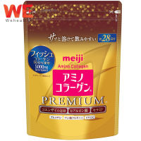 Meiji (ซองทอง 28 วัน) Amino Collagen Premium 5,000 mg เมจิ อะมิโน คอลลาเจน ชนิดผง คอลลาเจนเปปไทด์