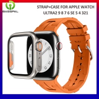 BassPal SIlicone Kilim Single สายทัวร์ + เคสสำหรับ Apple Watch Band 8 7 6 SE 5 4 41Mm 40Mm 44Mm 45Mm เปลี่ยนเป็นยาง49MM สายนาฬิกาสมาร์ทวอช I Watch Series 7 8 9 Correa 41Mm 45มม.