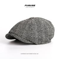 original High-end Autumn and winter berets for young and middle-aged men trendy casual literary retro octagonal hats warm hats British forward caps