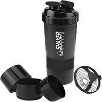 500ml Protein Shaker Cups with Powder Storage Container Mixer Cup Gym Sport Water Bottles with Wire Whisk Balls Drinkware