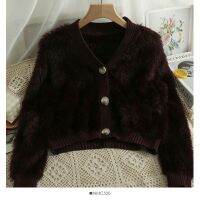 Factory Outlet 2023 New Fashion Plush Short Three -Buckle Sweater Female Autumn Clothes Loose And Thin Foreign