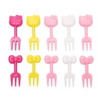 10pcs/set Cat Mini Animal Cartoon Food Picks Children Snack Fruit Fork Toothpick Bento Lunches Party Decor