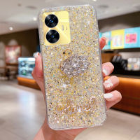 KONSMART เคสโทรศัพท์สำหรับ Realme C55 NFC ใหม่ล่าสุด2023หรูหราเคสโทรศัพท์ TPU แบบน่มรูปหงส์ประดับเพชร3D สำหรับ Realme C55