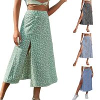 【CC】□  Skirts Waist Front Split Floral Print Wrap Hip Skirt BNS-J99221