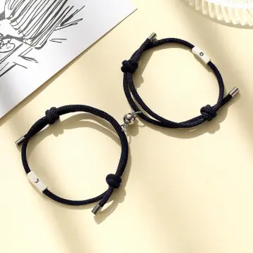 2pcs Couple Moon & Sun Detail Magnetic Bracelet