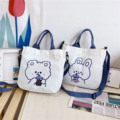 Korean Style Ins Canvas Bag Womens 2021 New Students Crossbody Bag Japanese Cute Shoulder Bag Soft Girl Small Bag