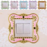 Elegant Plastic Living Room European Style Wall Sticker Socket Surround Frame Single Light Switch Cover Home Plug Decor Wall Stickers Decals