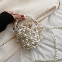 【CC】 Pearls Beaded Shoulder for Fashion Chain Clutches Purse Handbags Small Crossbody