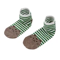 Women Cute 3D Cartoon Animals Striped Socks Cat Footprints Cotton Socks Floor green