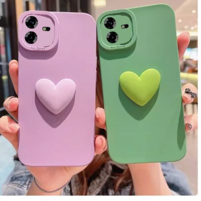 3D Love Case For Tecno Pova NEO 3 Liquid Silicone Camera Lens Protective Case